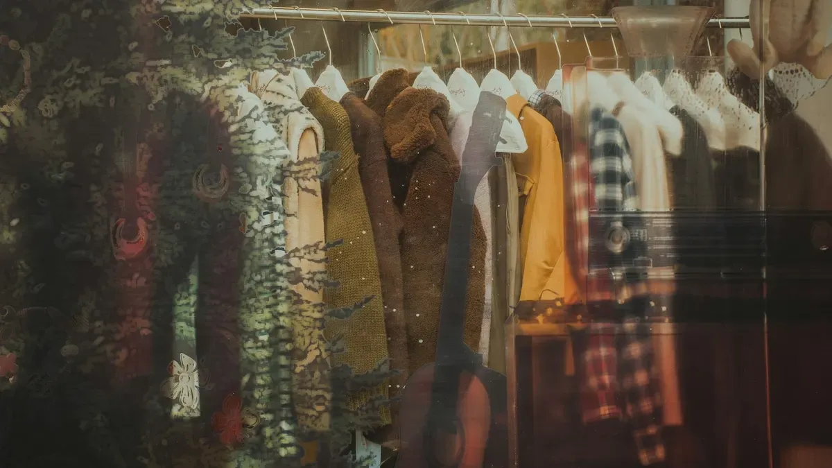 ラックに並ぶ秋冬の服